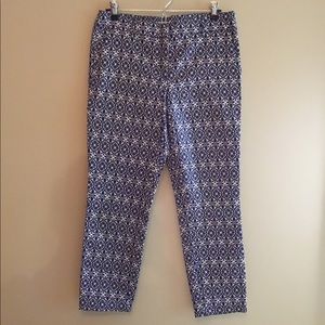 Katherine Barclay Blue/White Patterned Pants, 6